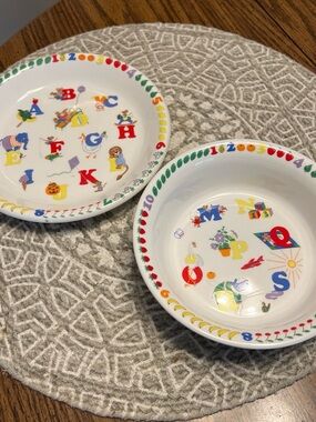 Vintage! Lennox Children's Alphabet Plate & Bowl Set - Colorful ABC Design
